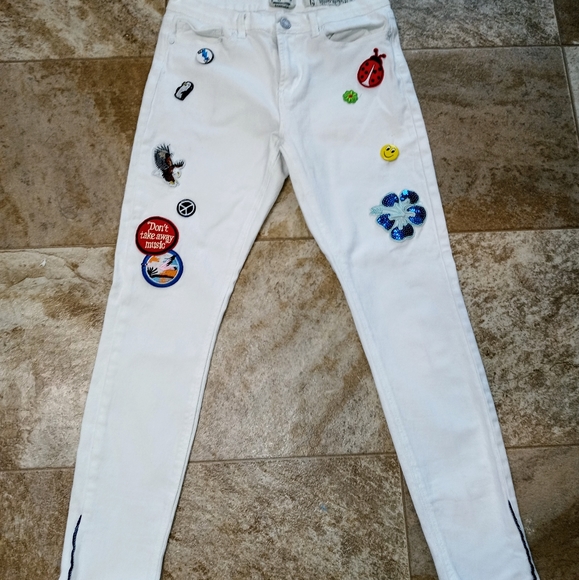 White Patch Skinny Jeans - Picture 1 of 3